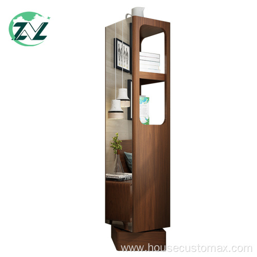 Full-length Mirror Dressing Cabinet Wooden Standing Wardrobe